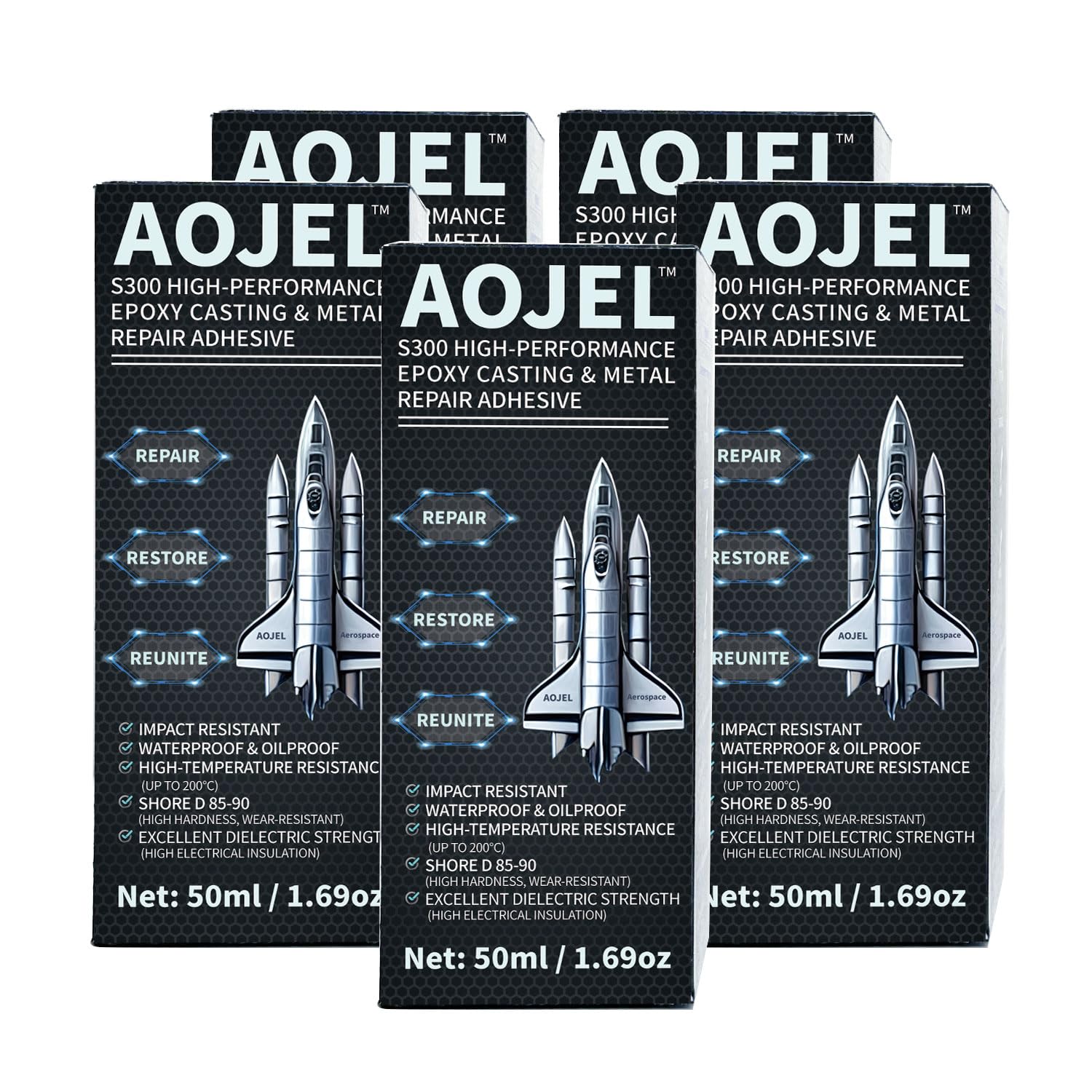 5-Pack Metal Repair Epoxy – 2-Part Structural Cold Weld Adhesive for Steel, Iron & Aluminum – Heavy-Duty Waterproof Drillable Bond for Industrial