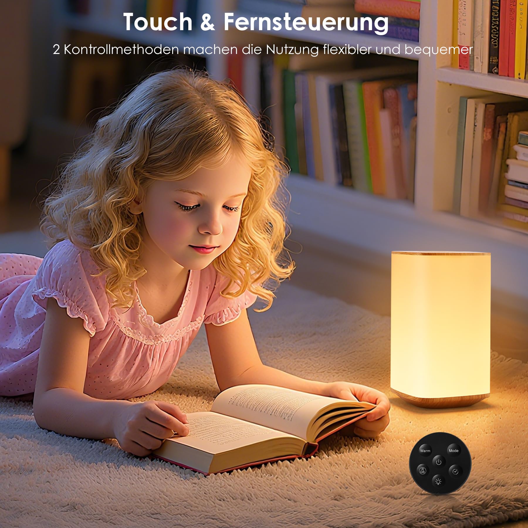 Bonsery LED Nachttischlampe 2er Set mit Fernbedienung, 3000mAh Stilllicht Touch Dimmbar mit 256 Farbwechsel & 3 Farbtemperaturen, Nachtlicht Dimmbar mit Memory Timer Funktion für Schlafen Stillen Büro