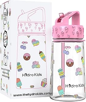 Water Bottle with Straw – 400ml BPA Free Kids Water Bottles for School Travel Sports – Leakproof Childrens Drink Bottle for Girls Boys Childs