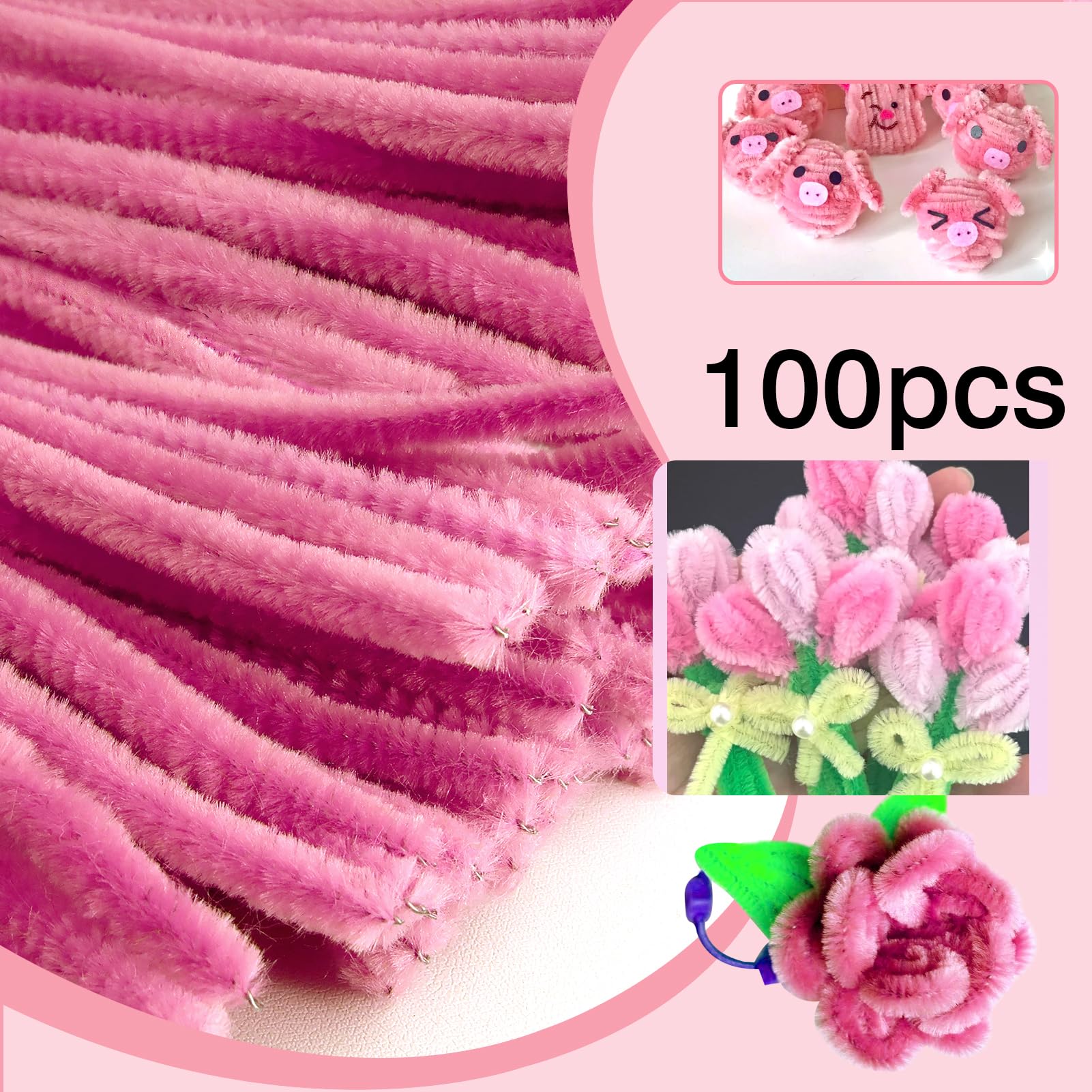 TOAOB 100 stuks Glitter Pijpenreiniger Kleurrijk Pijpenragers om te Knutselen Chenilledraad Buigpluche 300 x 6 mm voor Decoraties en Creatieve doe-het-zelf Projecten