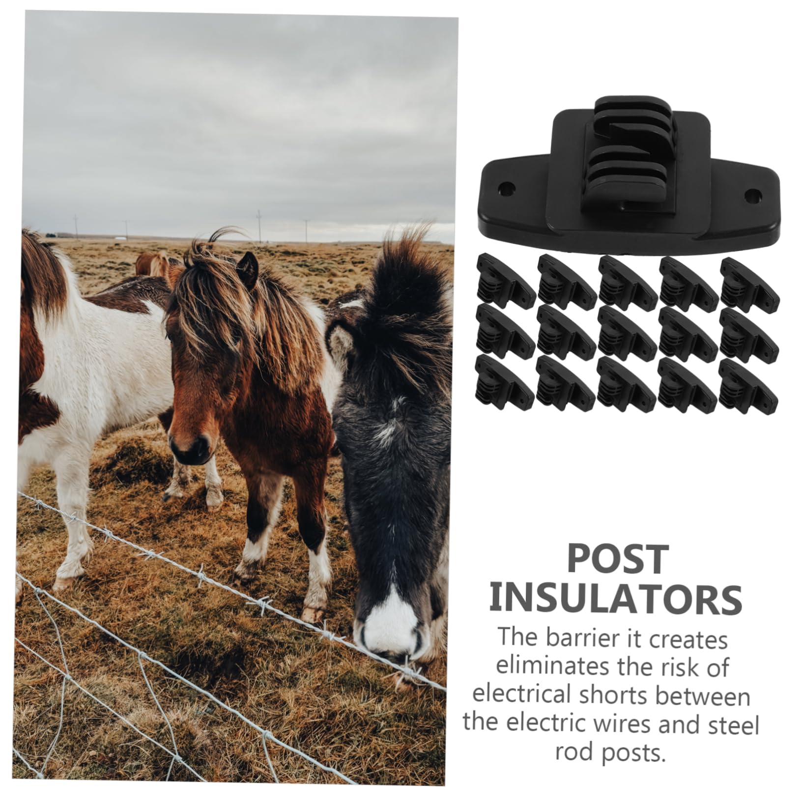 Aisladores para Cerca Eléctrica De Alambre para Ganado Uso Agrícola 50 Piezas Plástico Resistente Accesorios para Bricolaje Compatible Sistemas De Rejilla De Pastoreo