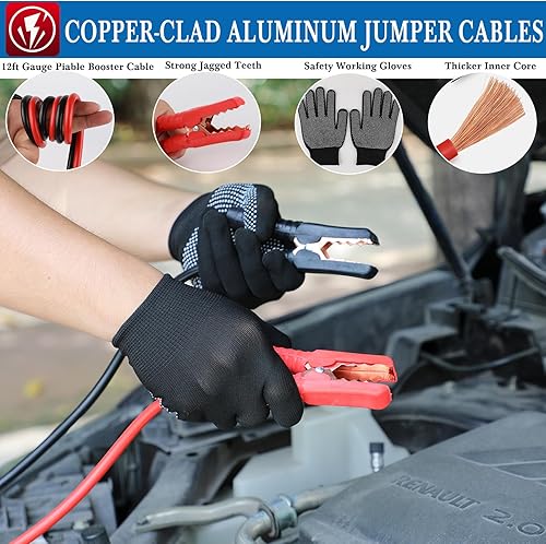 Miniatura 3 de kewen Kit de emergencia para automóvil, asistencia en carretera, kit de emergencia para coche, cables de arranque, esenciales para viajes por