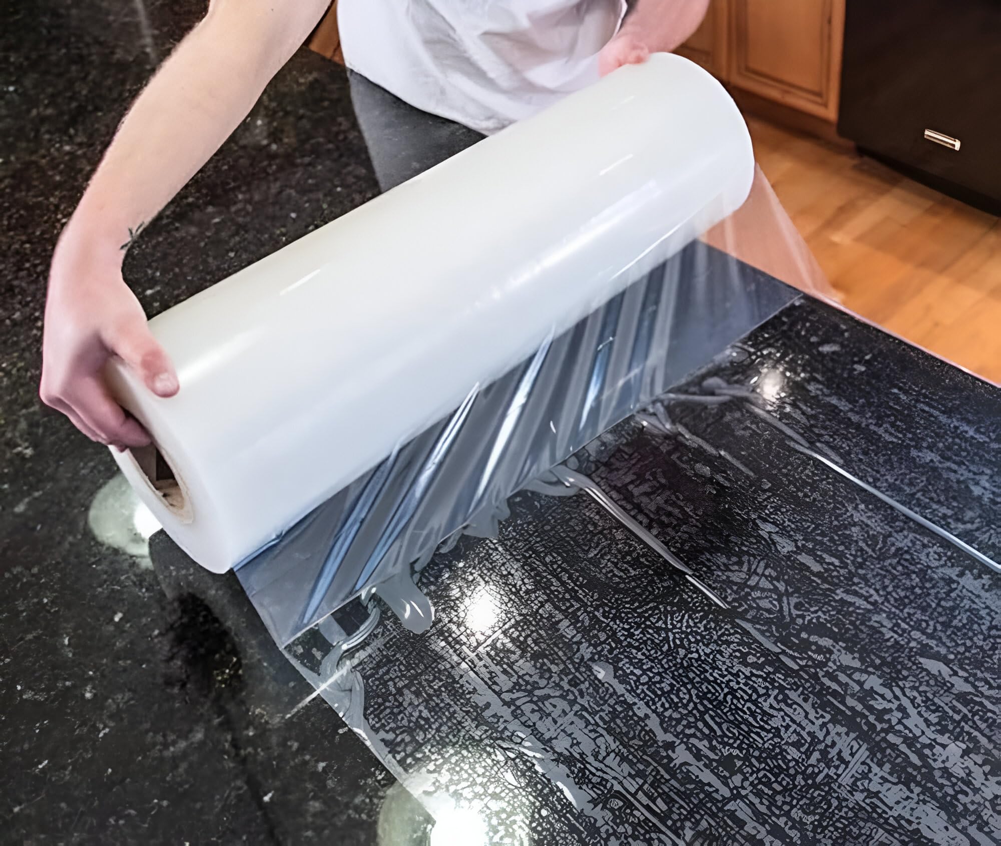 ArmorDillo Countertop Protection Film w Free Knife. Clear Self Adhesive Surface Protection for Laminate, Granite Marble Quartz Stone Coat Countertops,