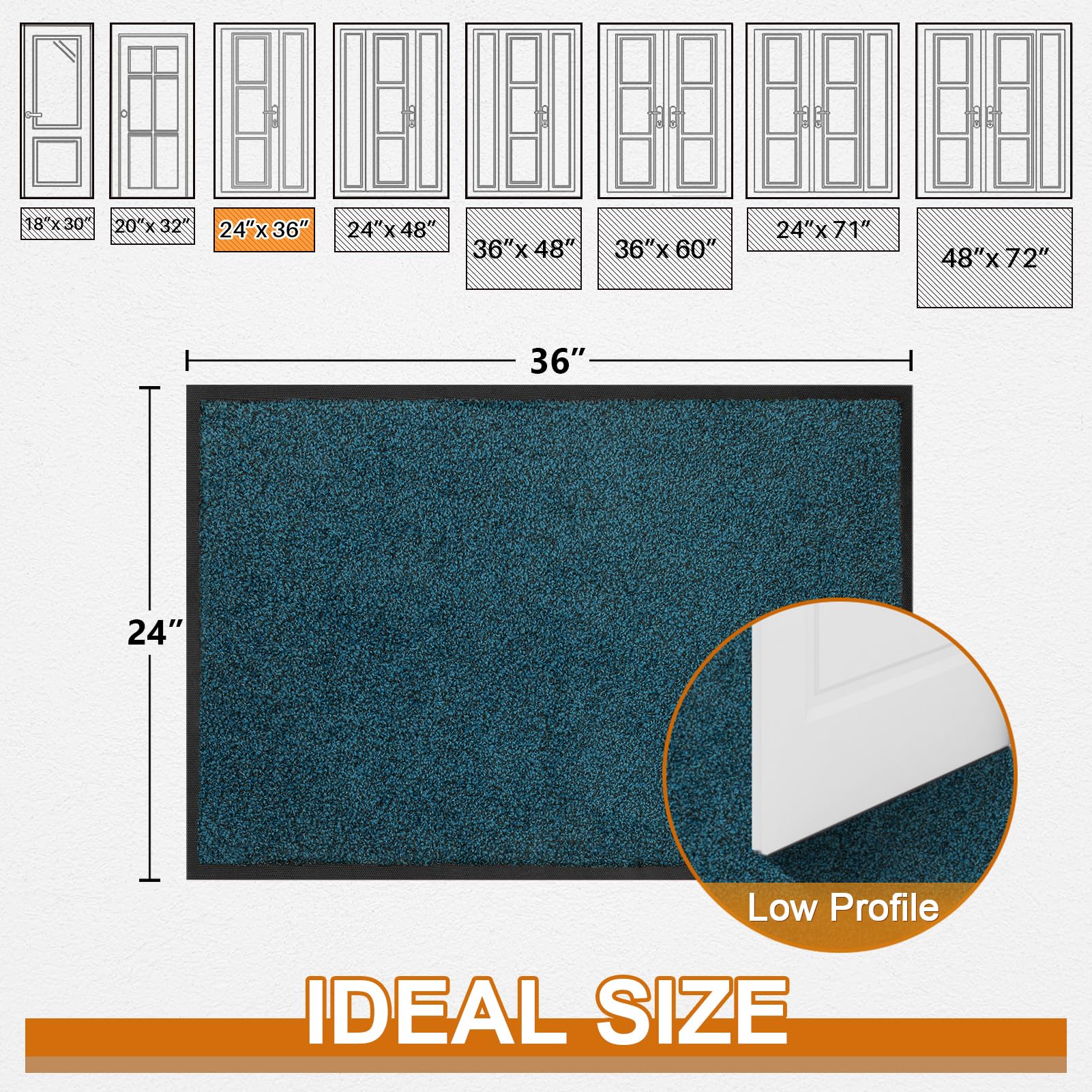 Mibao Dirt Trapper Door Mat Runner for Indoor&outdoor-5, Black&blue, 61 x 91 cm (Rectangular) - Image 2