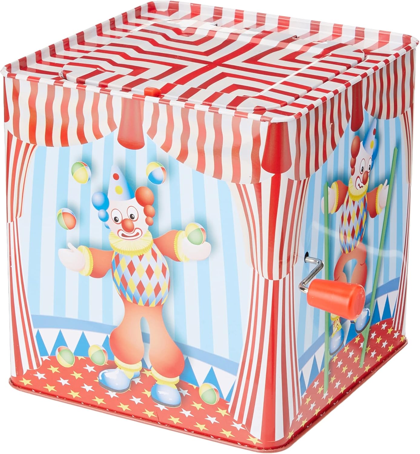 Tobar Clown Jack in The Box Traditional Tin Toy, Assorted Colour