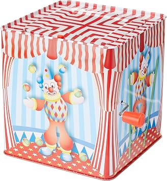 Tobar Clown Jack in The Box Traditional Tin Toy, Assorted Colour