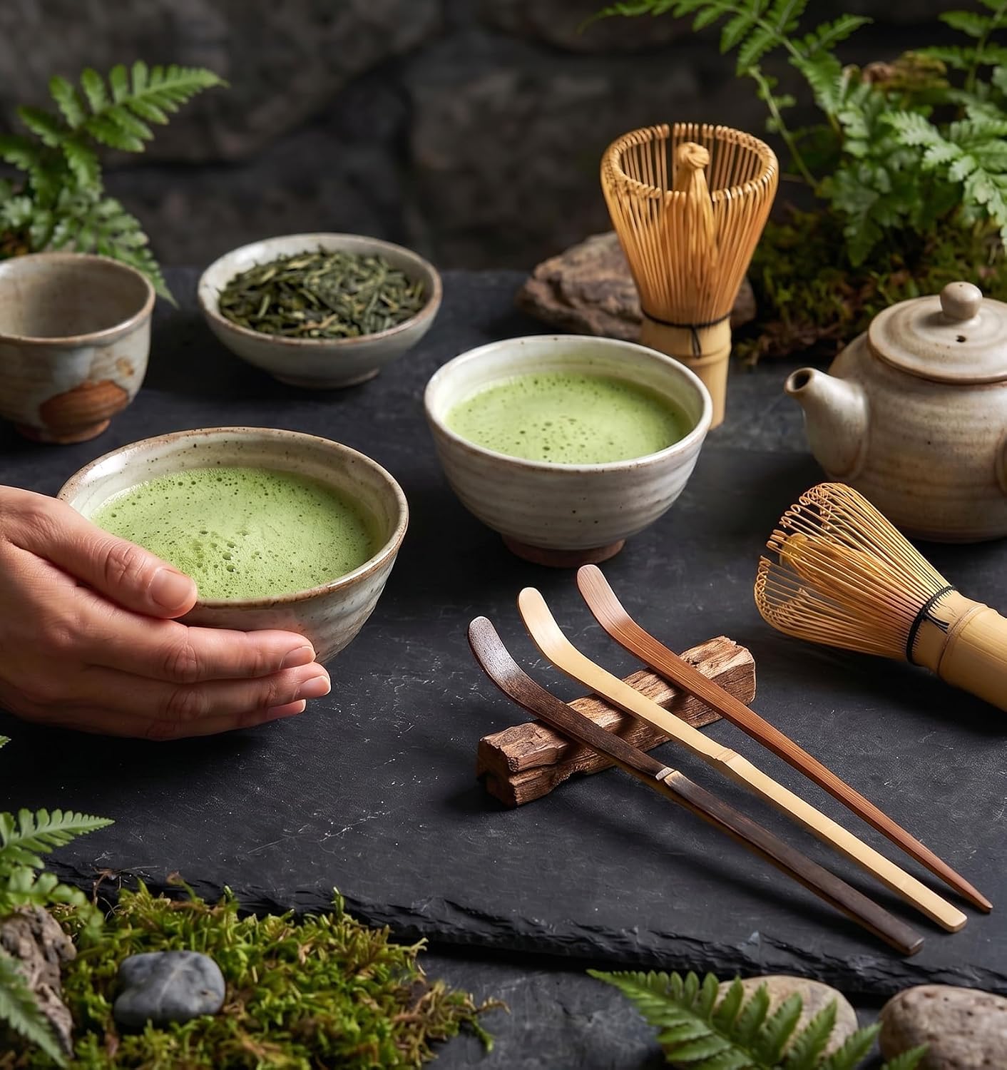4 PCS Matcha Scoop, 6.89 X 0.47 Inch 4 Styles Bamboo Matcha Spoon Japanese Chashaku for Traditional Tea Ceremony & Coffee