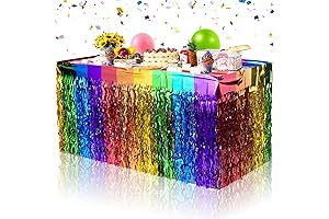 Rainbow Party Wavy Table Skirt for a Vibrant Celebration