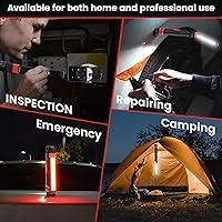 Vista 8 de Rechargeable Work Light 2500mAh Magnetic LED Work Light Flashlight Mechanic Light Tool for Men Him, Foldable Lamp with Hook for Car Repair Emergency