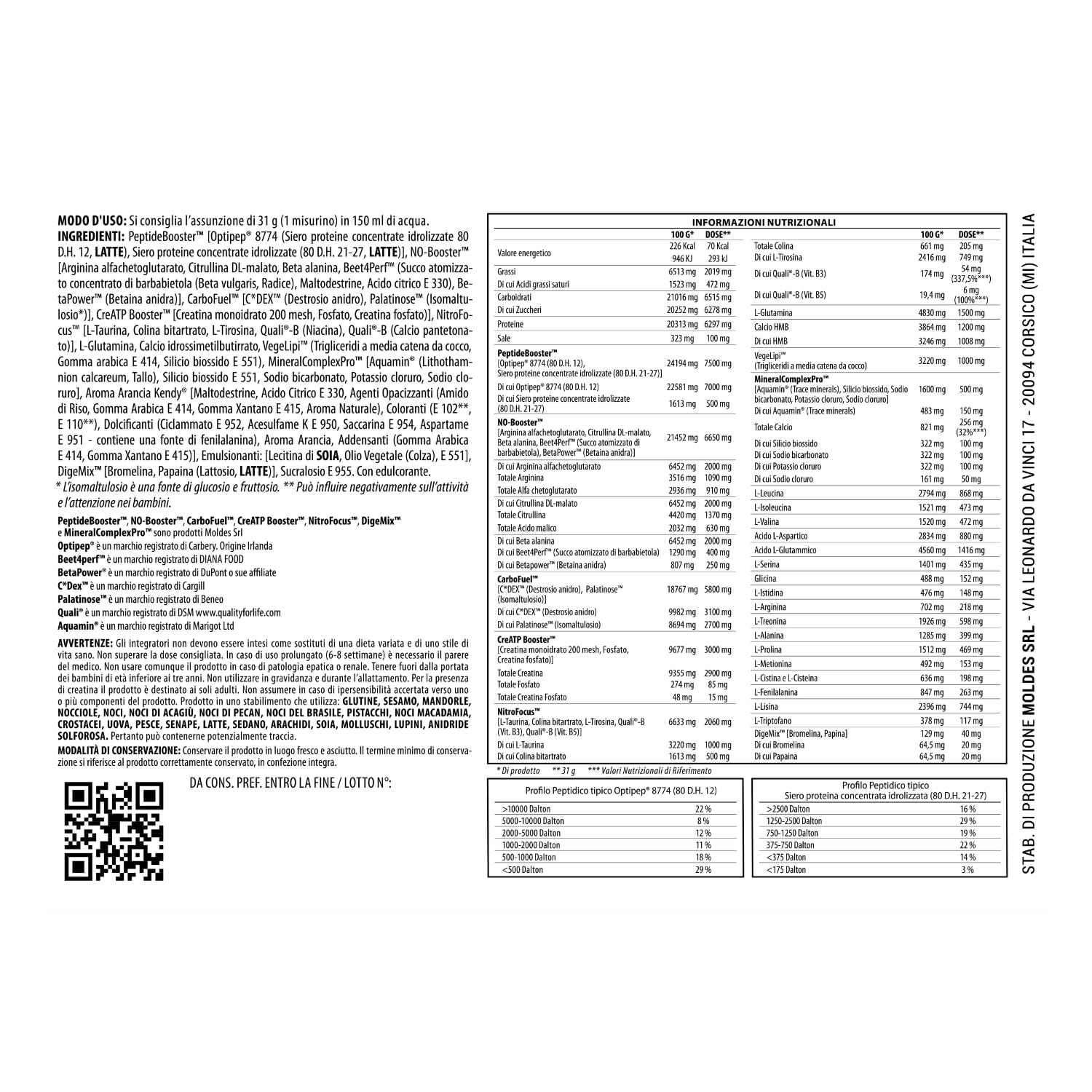 Net Integratori PRO POWER CHARGE 5 – Gusto Arancia 600g – Integratore Pre e Intra Workout con Aminoacidi Creatina e Carboidrati a rilascio differenziato e Vitamine B3 e B5 (Quali®-B)