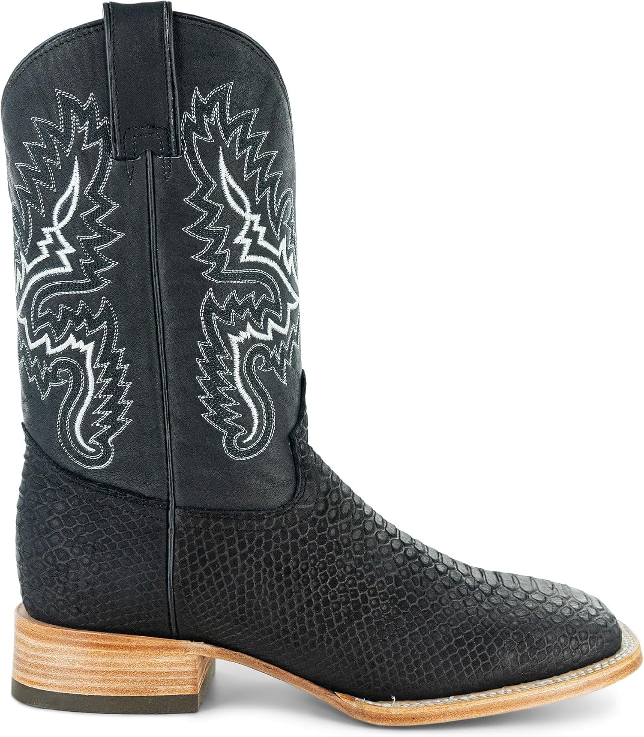 Soto Boots Men's Python Print Square Toe Cowboy Boots H4023