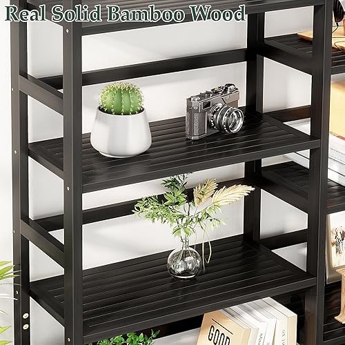 Miniatura 8 de Homykic Estantería triple ancha de bambú de 6 niveles, estantería de 6 pies de alto con 17 estantes abiertos, estante independiente súper grande