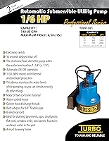 Vista 4 de Turbo Bomba sumergible de utilidad 1/6HP con interruptor electrónico