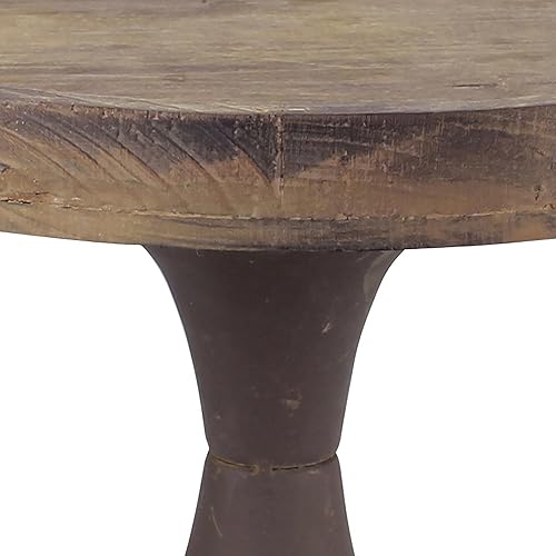 Miniatura 3 de Stonebriar Bandeja de pedestal rústica de madera natural y metal, portavelas decorativo, para centros de mesa, decoración de mantel o cualquier