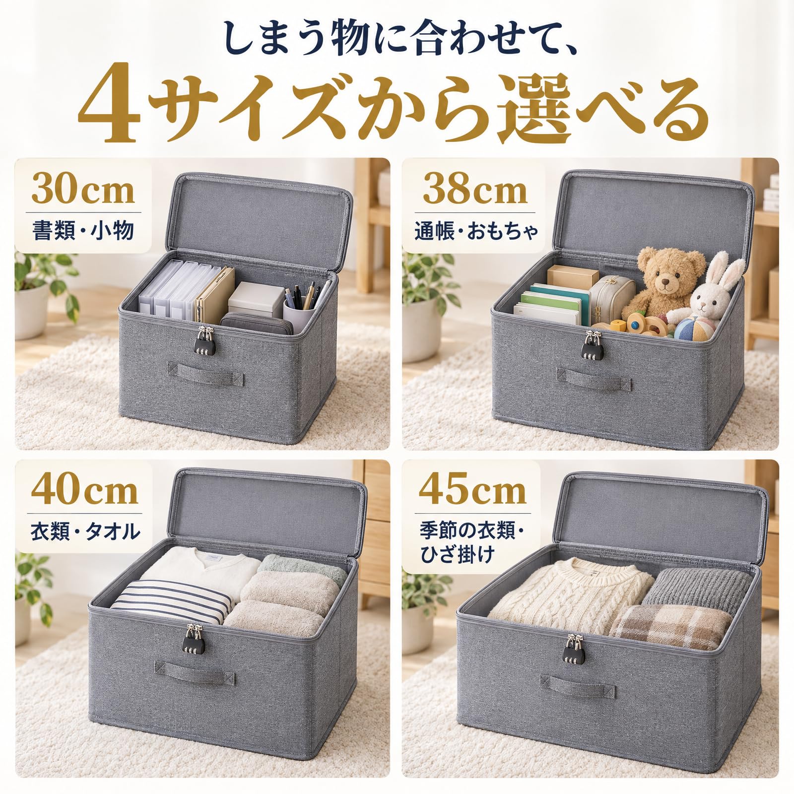 Amazon.co.jp: LIFANDY 鍵付き 収納ボックス 折りたたみ 蓋付き 収納