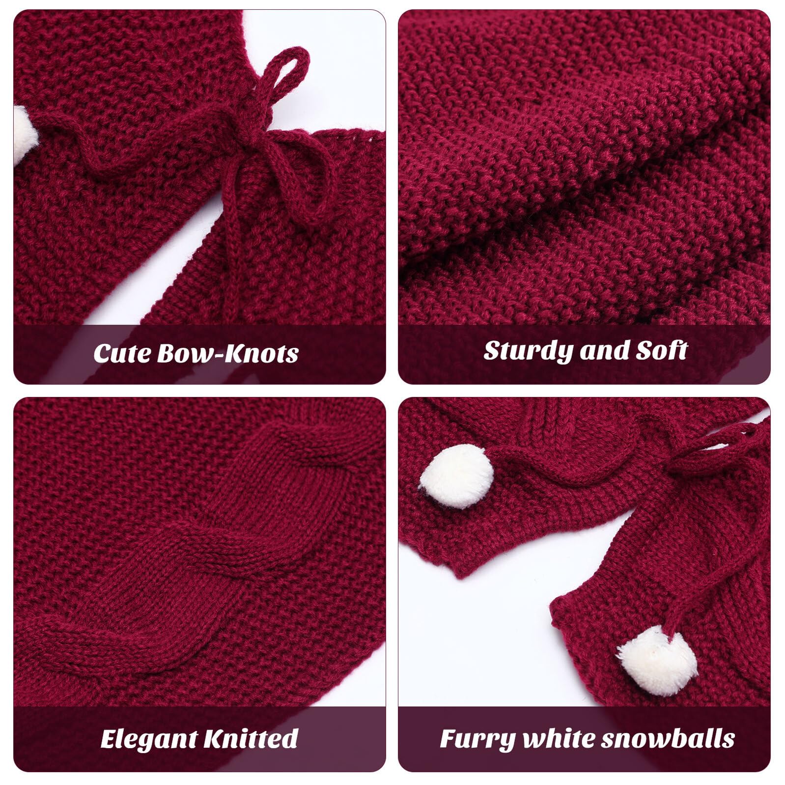 Toyvian Weihnachtsbaumrock Gestrickte Wolle 120cm Durchmesser Weihnachtsbaumschürze Rot Festliche Baumdecke für Weihnachtsdekoration Zuhause
