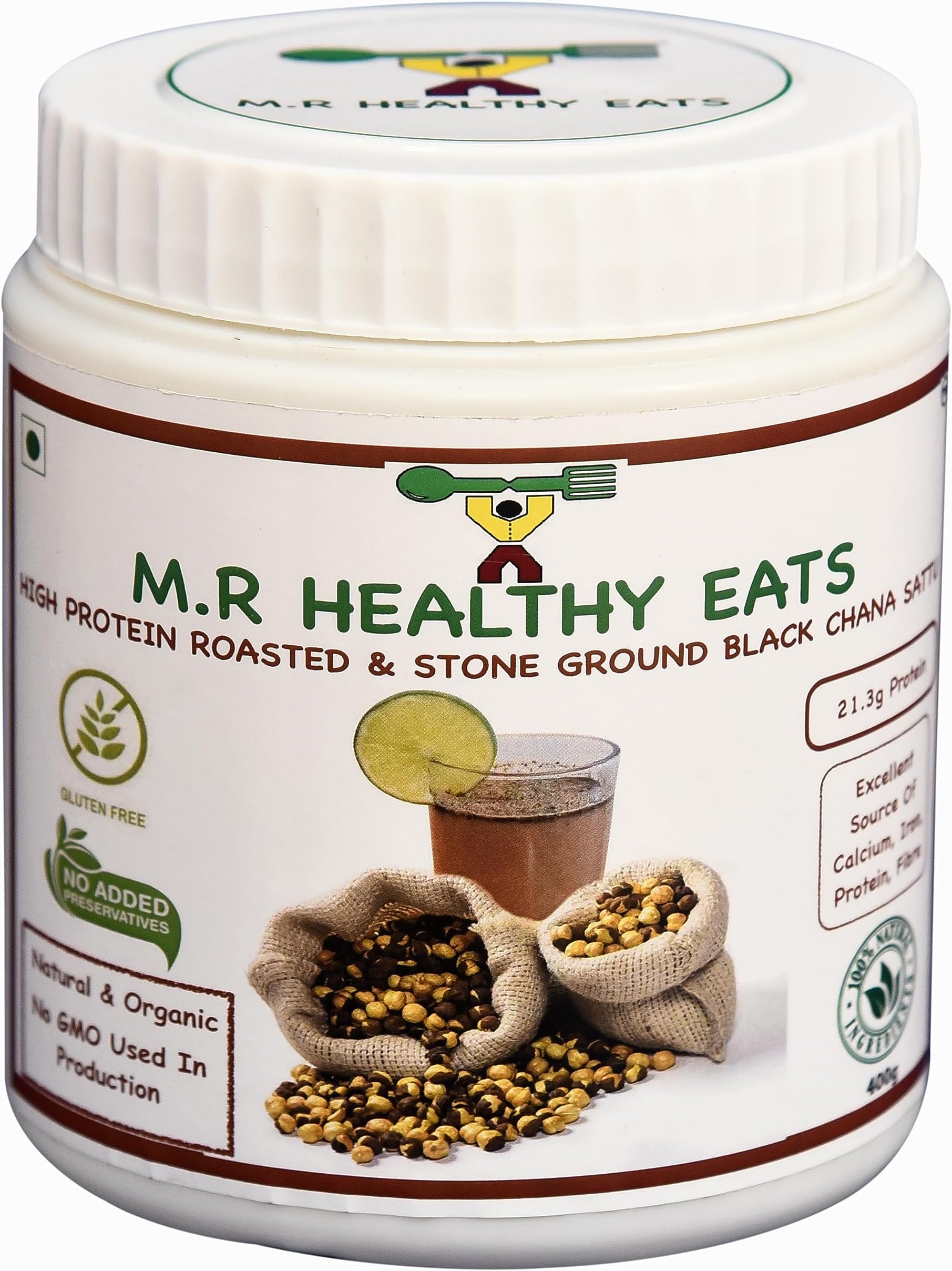 M.R Healthy Eats- High Protein, Roasted & Stone Ground Black Chana Sattu in Eco Friendly Tin (400g)