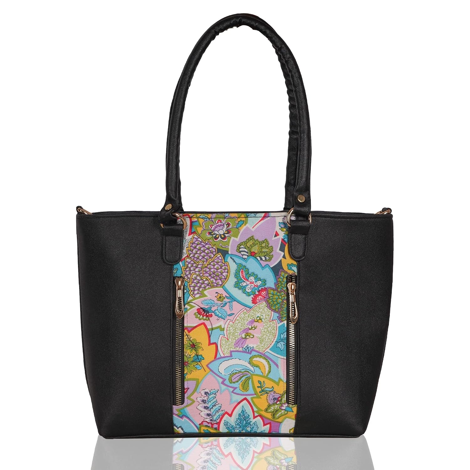 SENTINEL Black PU Printed Handbag for Women| Black PU Handbag for Office| Printed Spacious Women Shoulder Bag - Review, Price and Buying Guide