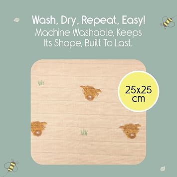 Baby Wash Cloths 25x25 cm, 4 Muslin Cotton Mix Reusable Face & Body Towels | Ultra-Soft Baby Wipes for Bathtime & Skincare – Newborn Essentials Gift Set