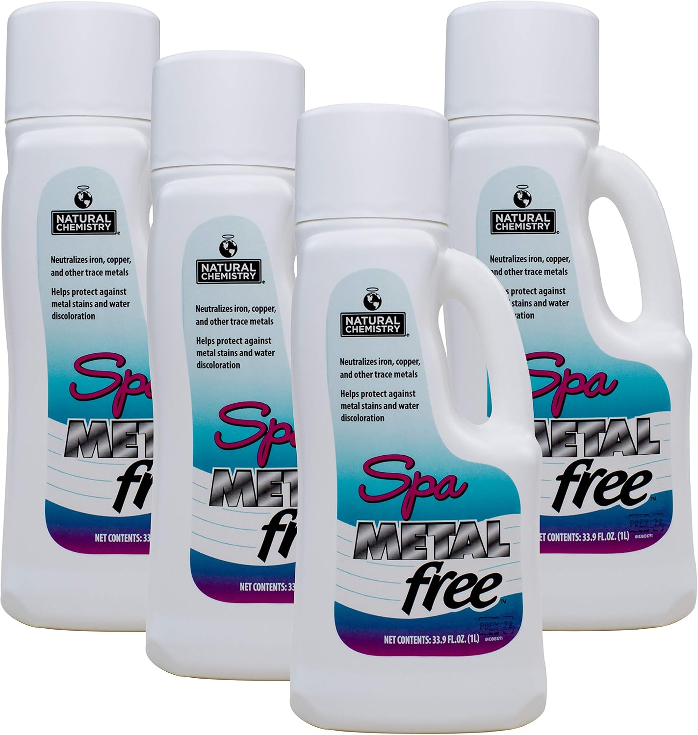 Natural Chemistry Spa Metal Free, 1 L, Pack of 4, Prevents Stains and Water Discoloration, Deactivates Iron, Copper & Other Trace Metals