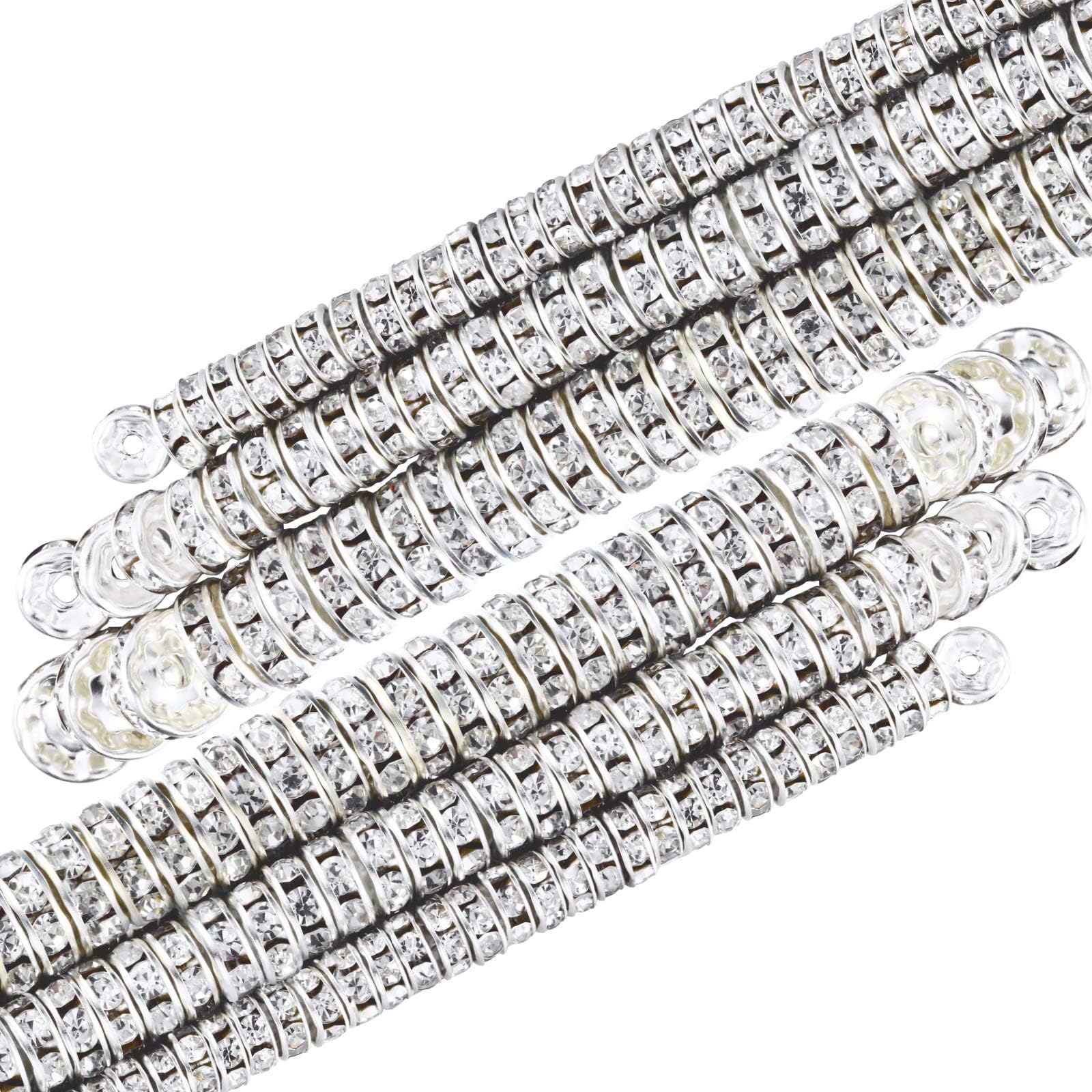 200Pcs 6mm Rondelle Spacer Beads Gold Plated Crystal