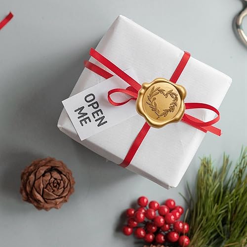 Miniatura 5 de SWANGSA 50 calcomanías de sellado de cera de laca de oro antiguo, diseño de ramas de corazón, impermeables, autoadhesivas, para invitación, tarjetas