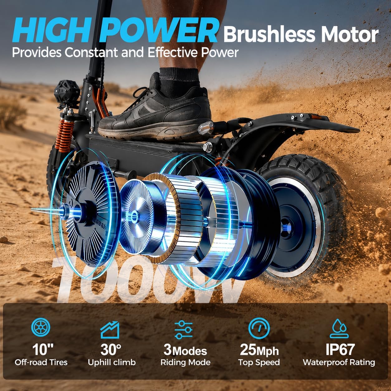BLAZEGO X1 scooter with dual disc brakes and electronic brake lever