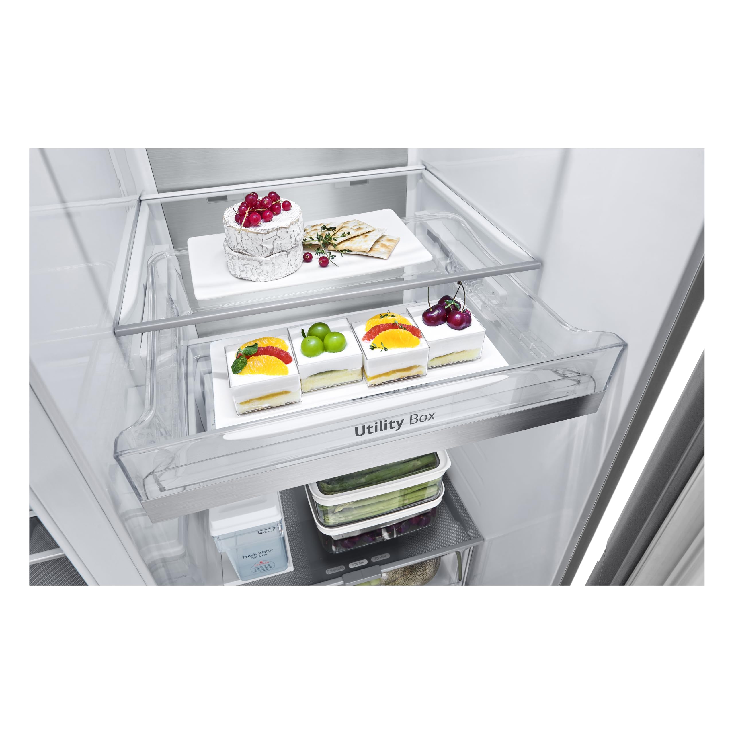 LG GSLE91MBAC Frigorifero Americano Side-by-Side, Classe C, Frigorifero No Frost, 628L, Wi-Fi, Tecnologia Door&Linear Cooling, Fresh Converter, Dispenser Senza Allaccio, UVnano, Metal Sorbet