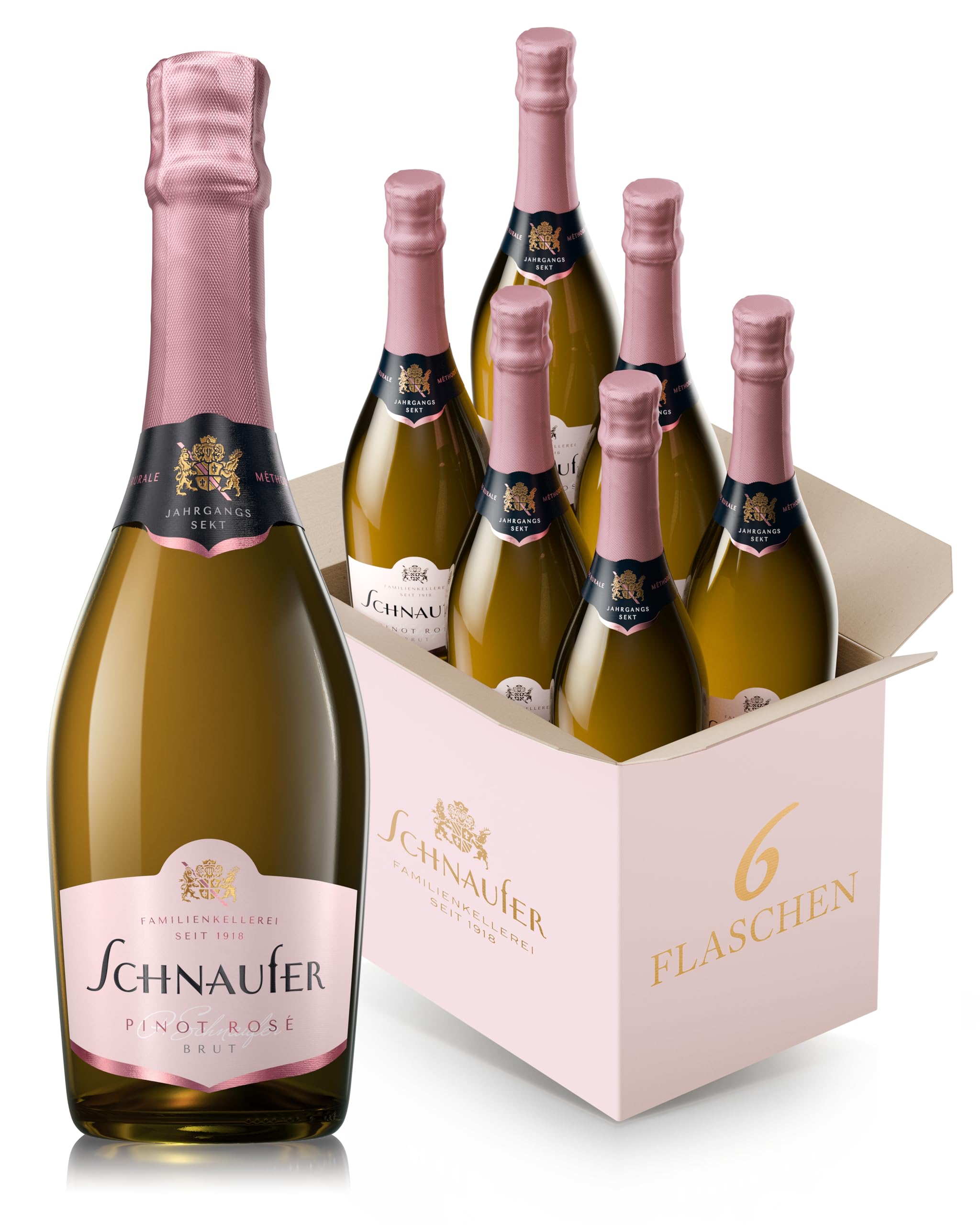 Schnaufer Pinot Rosé Brut – Premium Jahrgang Rosé Sekt aus 100 % Pinot Noir – Feinperlig, Fruchtig & Trocken – Familienkellerei aus Baden-Württemberg seit 1918 (6 x 0,75L)