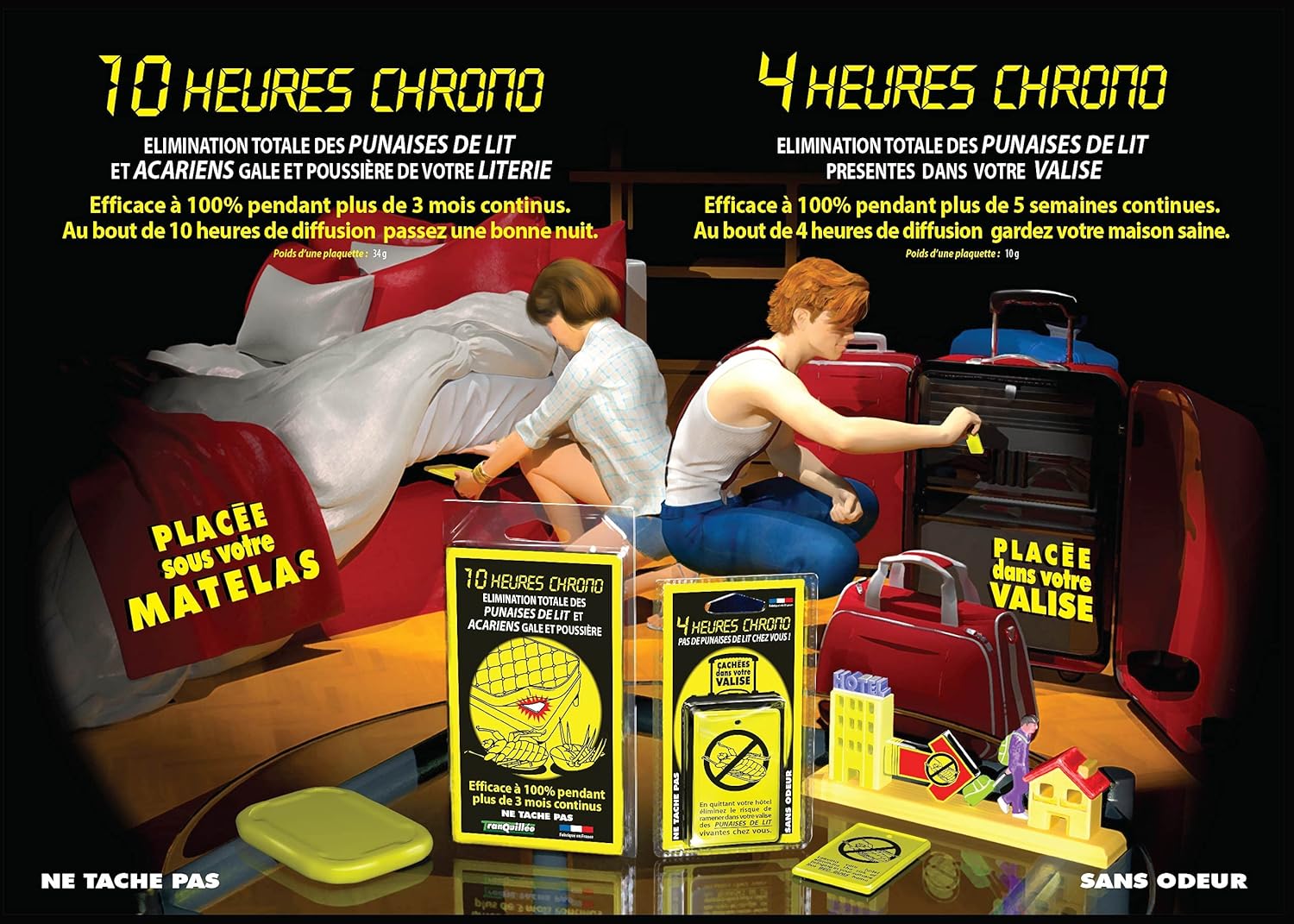 Tranquilléo 4 Heures Chrono - Plaquette Jaune Compacte et Durable (Lot de 1) - Image détaillée