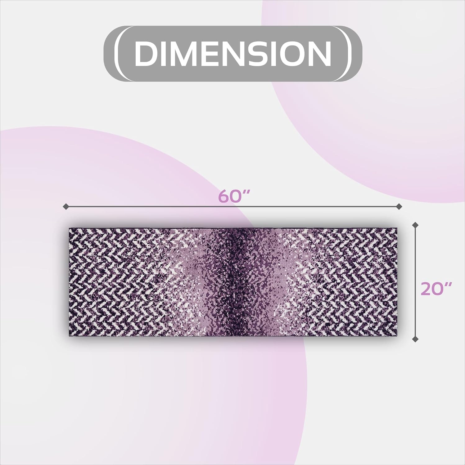 Better Trends Casablanca Bath Rug Collection 20" x 60" Runner in Purple