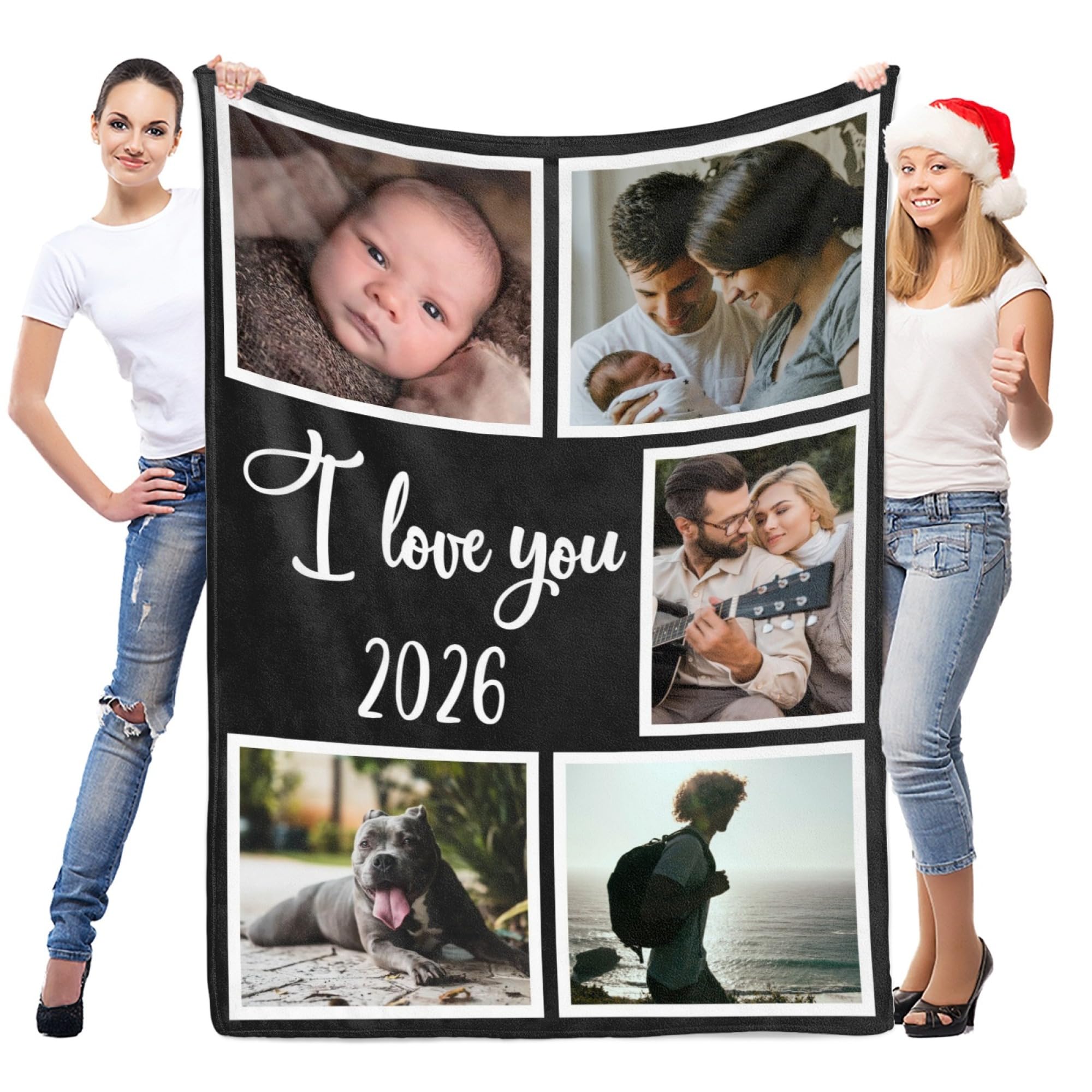 LNM Personalised Blanket with Photo, Personalised Photo Blanket, Customised Blankets, Custom Picture Blankets, Birthday Gifts for Women Men Her Him Mum Dad Family Kid Baby Pet