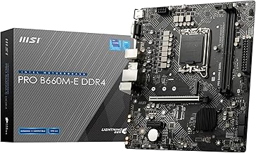 MSI PRO B660M-E DDR4 Motherboard, Micro-ATX - Supports Intel 12th Gen Core Processors, LGA 1700 - DDR4 Memory Boost 4600+MHz/OC, PCIe 4.0 x16 Slot, 1 x M.2 Gen3 Slot, Intel 1G LAN