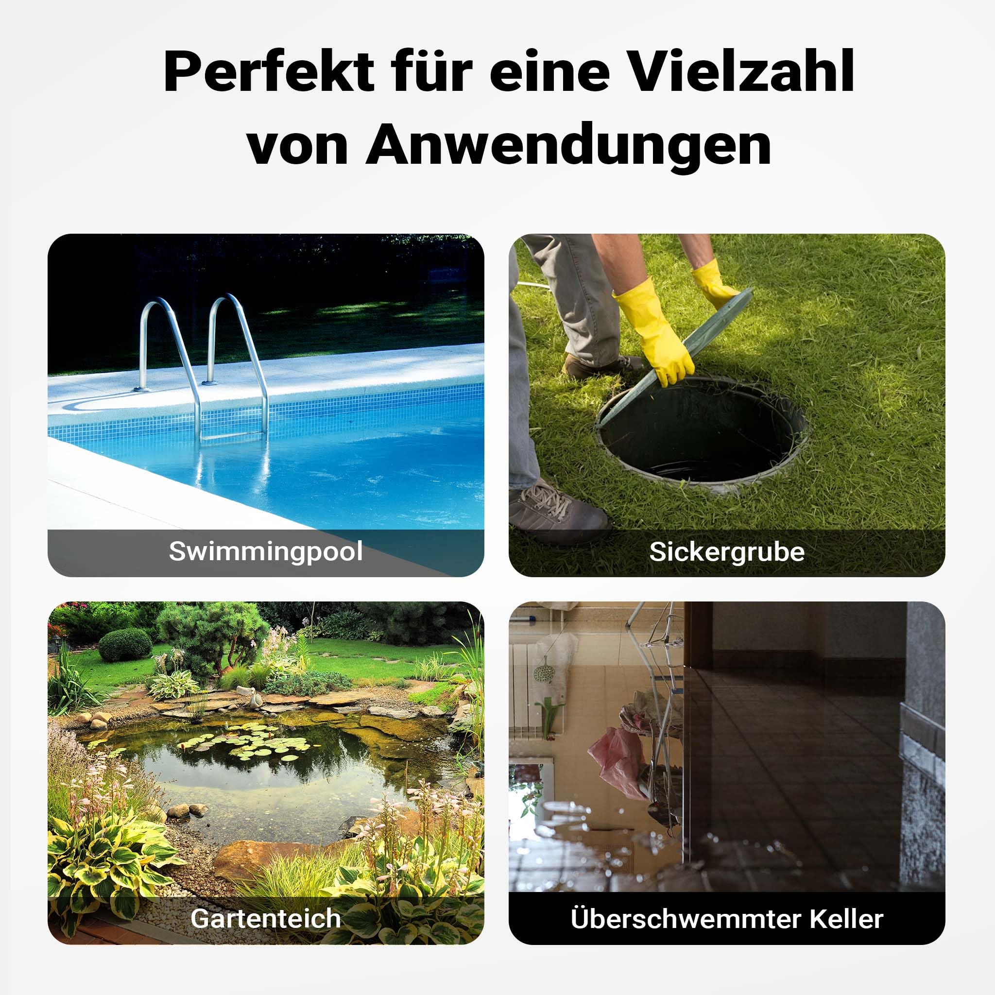 Schmutzwasserpumpe 7.000l/h, 400W, max. Förderhöhe 7,5m, Fremdkörper bis Ø5mm