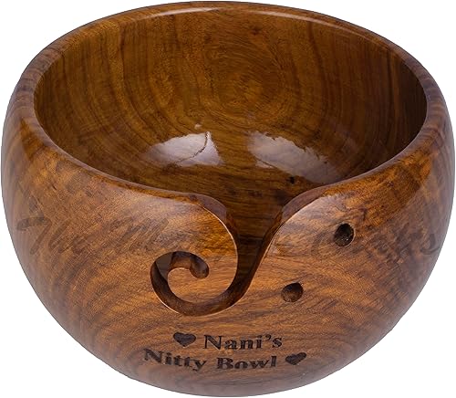 Miniatura 13 de Cuenco Personalizado de Madera de Palisandro para Almacenar Hilo, Soporte y Dispensador de Cuenco para Hilo Sin Enredos, Perfecto Cuenco Grande