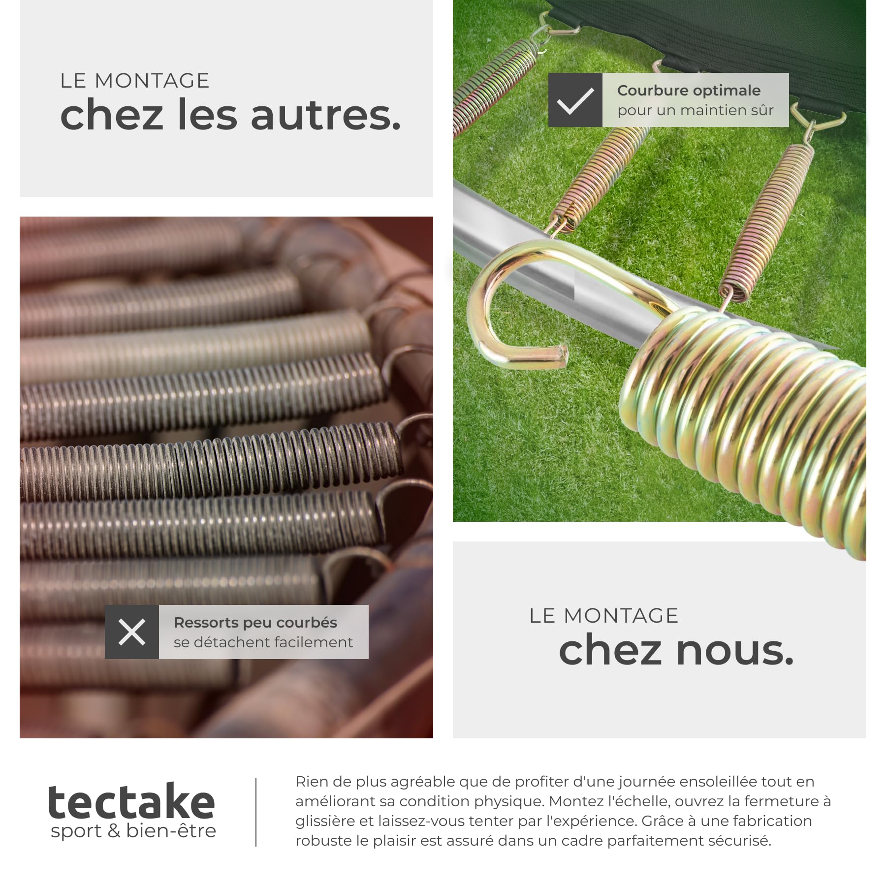 tectake® Trampoline, Trampoline de Jardin, Ø 244/305/366 cm, Certifié GS, Équipement Sportif pour Entraînement, Endurance et l'Équilibre, Filet de sécurité pour Enfants, Échelle, Bordure rembourrée