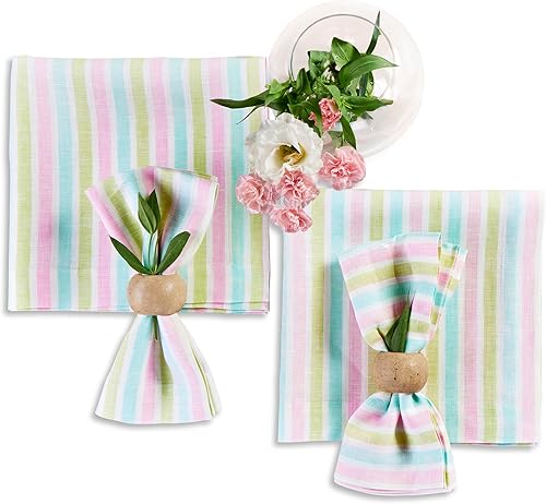 Miniatura 37 de Solino Home Amalfi - Manteles individuales a rayas, de 14 x 19 pulgadas, juego de 4 unidades, tela natural, lino europeo, 100 % lino puro, hechos a