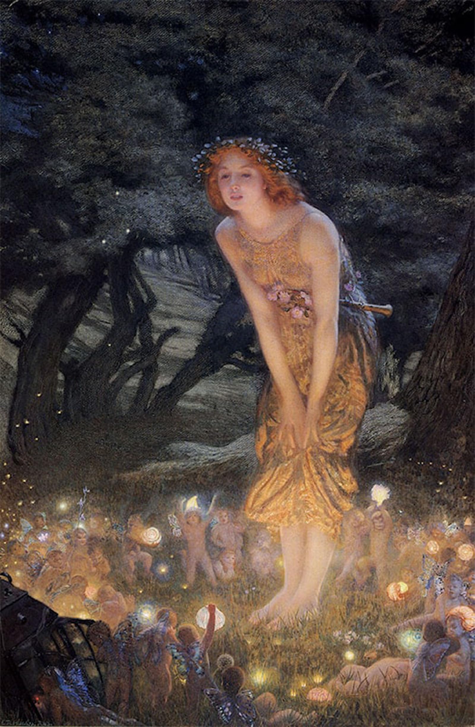 ARTXLXXBN Famous Art Print Poster Vintage Wall Art Midsummer Eve by Edward Robert R.w.s. Canvas Art Poster for Home Decor 60x90cm