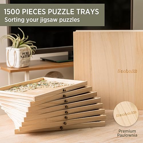 Miniatura 3 de Becko US Bandejas de clasificación de rompecabezas de madera con diseño de cajón, clasificadores, accesorio de rompecabezas para rompecabezas de