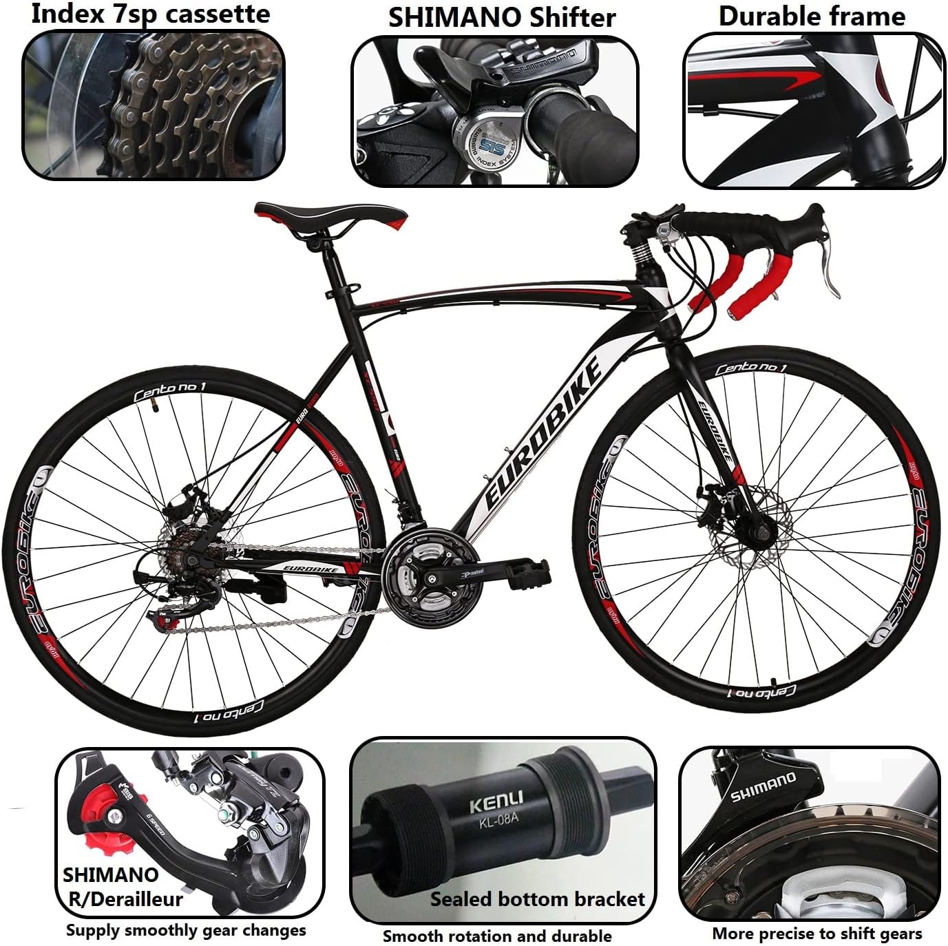 Eurobike XC550 Road Bike, 21 Speed Mens XL Road Bike,54cm Road Bicycle for Women,700c Mens Bicycle （54cm / Light Rm） : Everything Else