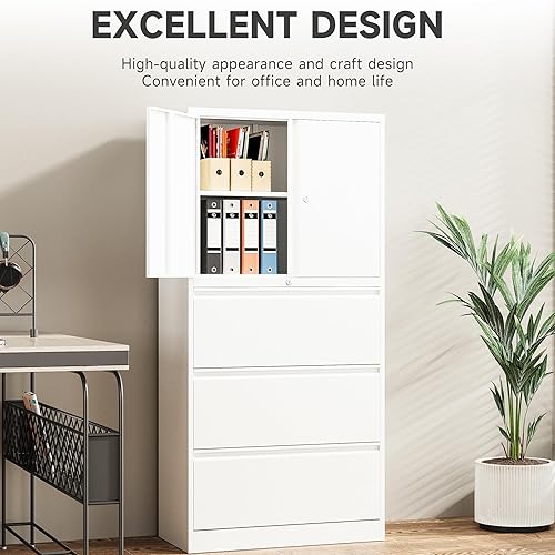 Miniatura 35 de SISESOL Armario de almacenamiento con puertas y estantes de vidrio, armario de despensa de cocina independiente para el hogar, oficina, baño Negro