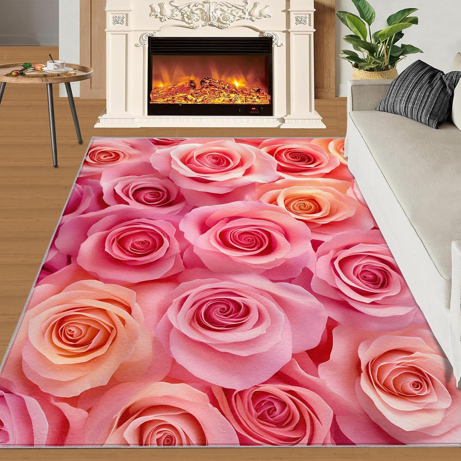 Tapis 120x180 cm couple romantique moquette antiderapante et tapis 3D lavable salon