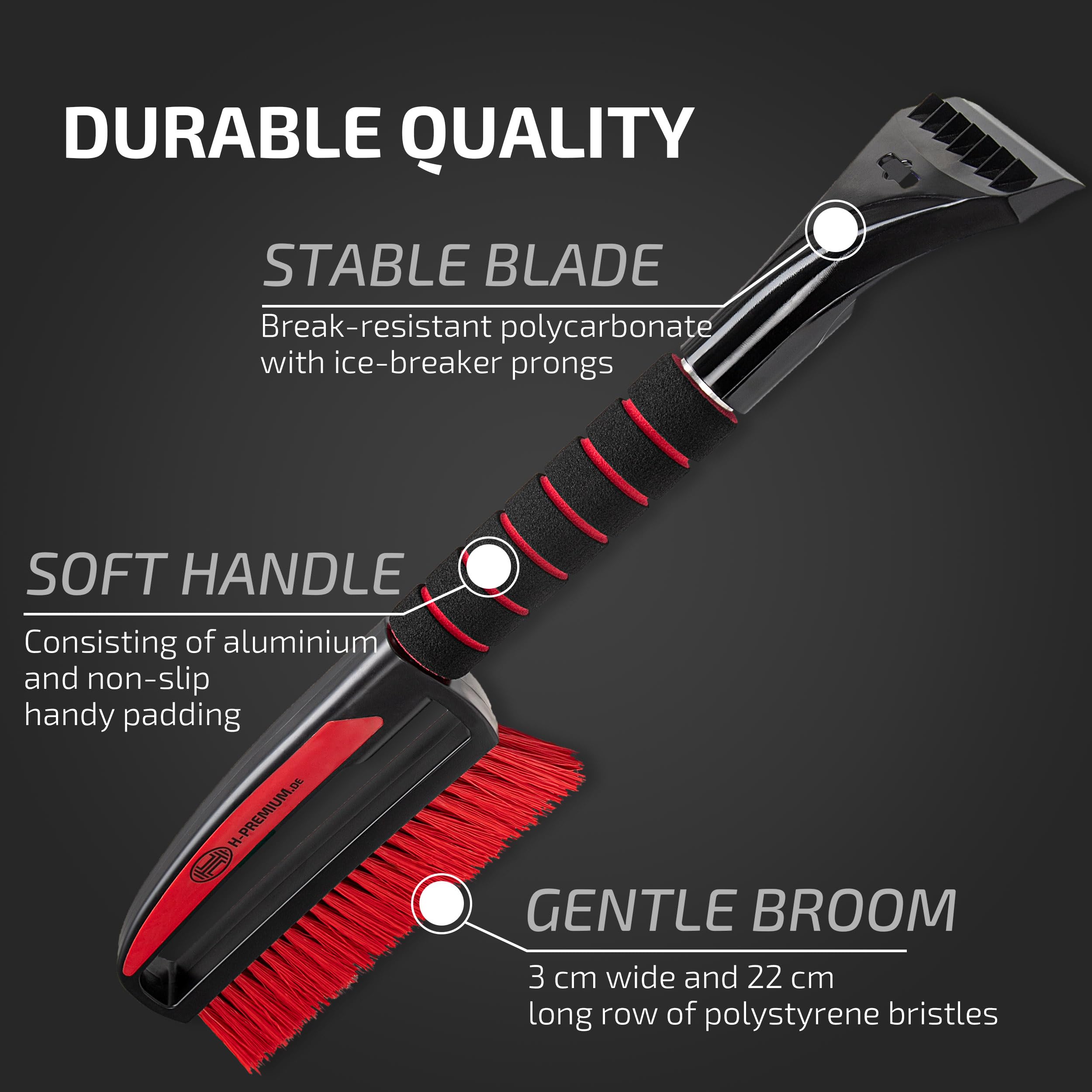 HEYNER 995100 Scopa per neve nero Rosso