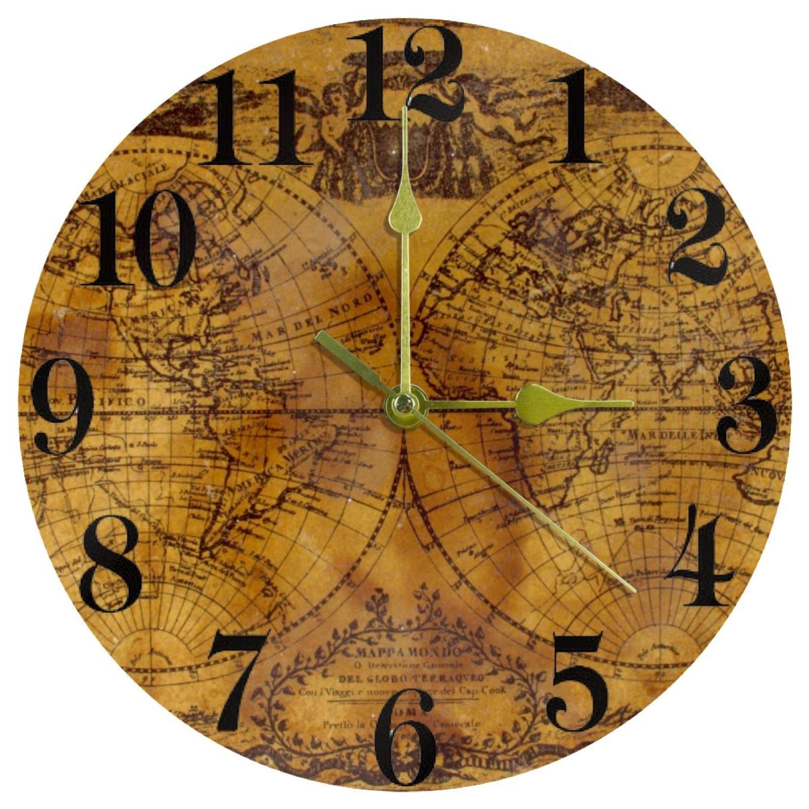 Horloge murale rétro marron silencieuse pour une décoration de cuisine chaleureuse