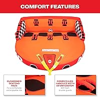 Vista 3 de Airhead Mable Tubo inflable remolcable, modelos para 1-4 pasajeros, puntos de remolque duales, cubierta completa de nylon, almohadillas de espuma