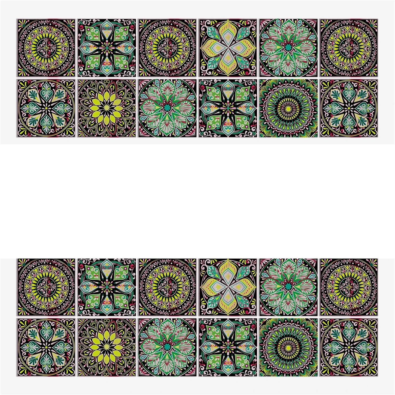 EJvkrbtx Tile Wall Stickers 24pcs Self-Adhesive Removable Multicolor 10-20cm Kitchen Bath(Color 3,10x10cmx24PCS)