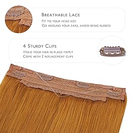 WENNALIFE Wire Hair Extensions (Increase 50% Lifespan) Real Human Hair 12 inch 70g Auburn Ginger Remy Hair Invisible Transparent Wire Fish Line Straight Reusable Natural Extensiones De Cabello Humano
