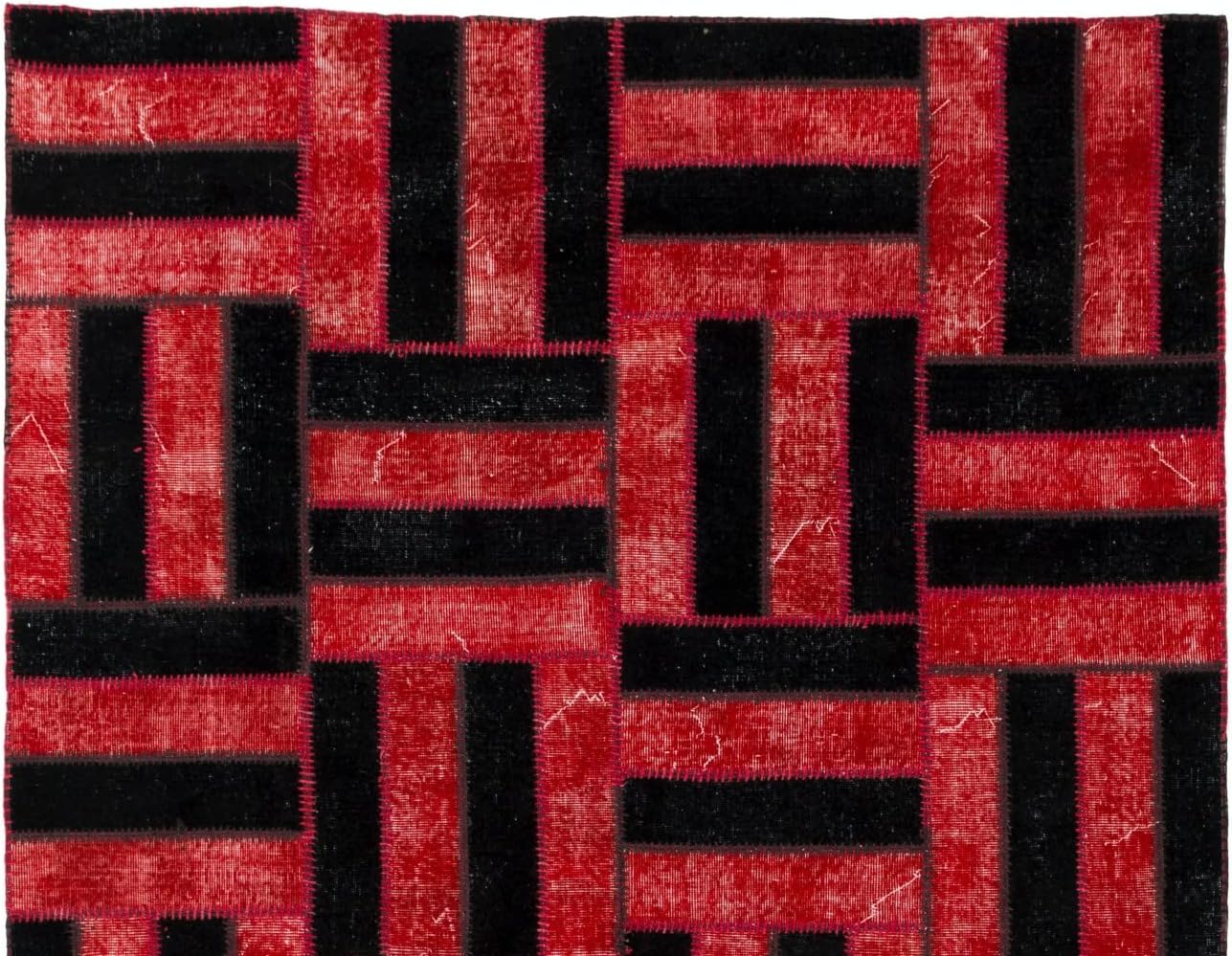 Contemporary Handmade Patchwork Rug, Wool and Cotton Turkish Carpet. Custom Colors & Sizes Available. D712