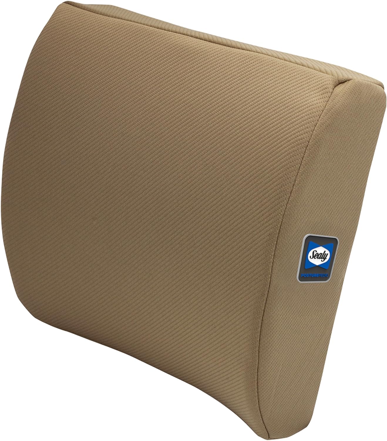 Sealy Memory Foam Lumbar Support Pillow – Ergonomic Back Cushion for Office Chairs and Car Seats, Premium Lower Back Pain Relief and Multi-Purpose Comfort (Brown)