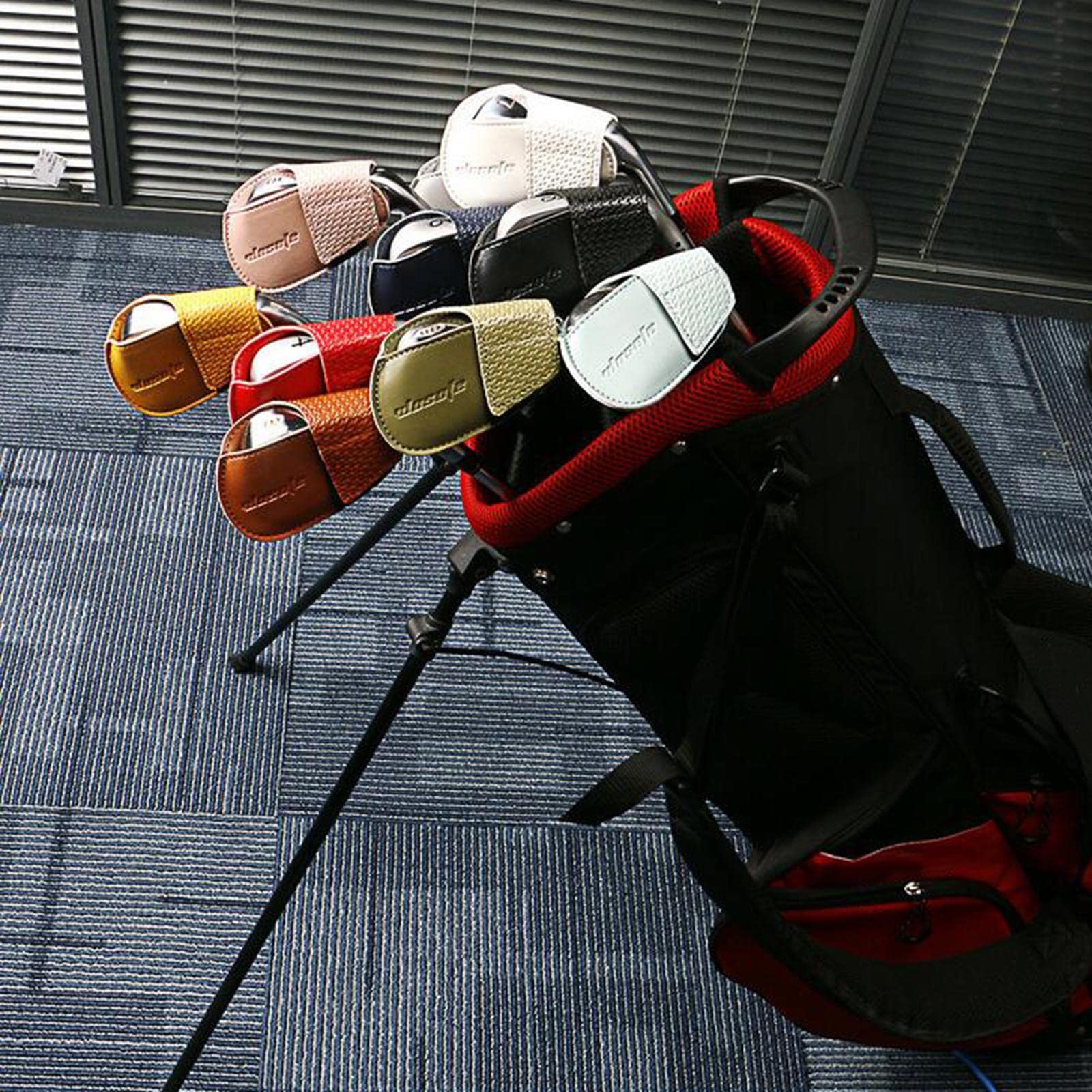 Juego de 10 fundas de poliuretano para palos de golf, portátiles, para deportes, viajes, golf, entrenamiento, color rojo